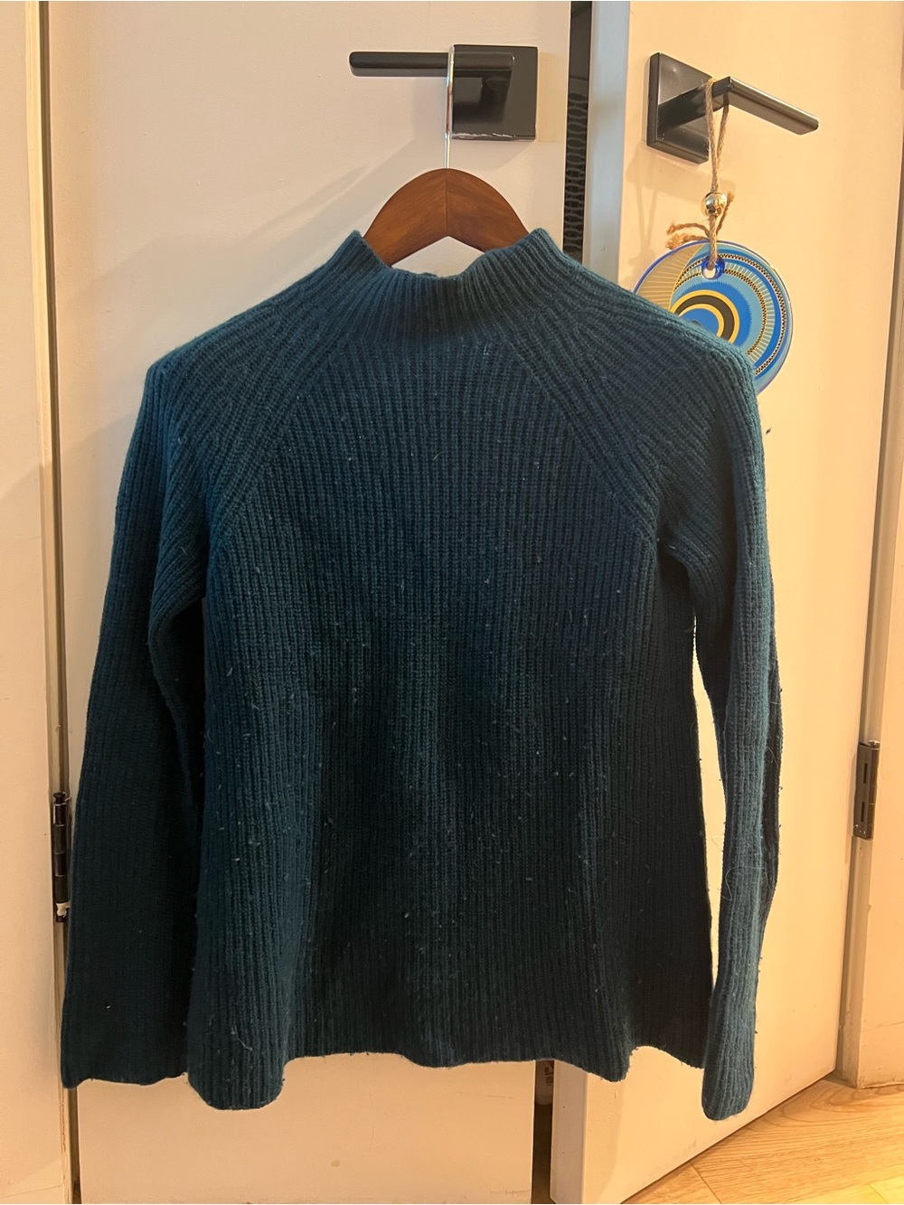 Women's Vince Teal Ribbed Mock Neck Sweater